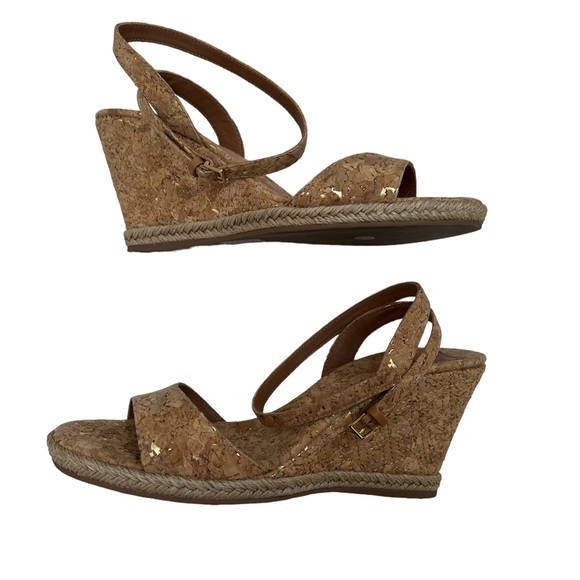 Tory Burch Marion 85mm Gold and Cork Espadrille Wedge - Picture 2 of 9